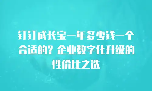 钉钉成长宝一年多少钱一个合适的？企业数字化升级的性价比之选