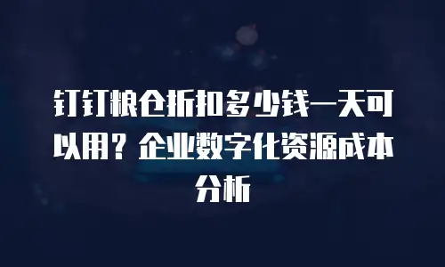 钉钉粮仓折扣多少钱一天可以用？企业数字化资源成本分析