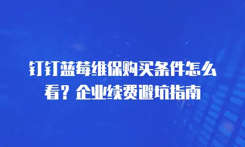 钉钉蓝莓维保购买条件怎么看？企业续费避坑指南