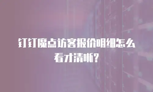 钉钉魔点访客报价明细怎么看才清晰？