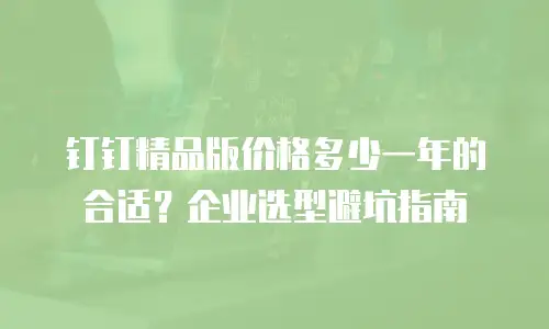 钉钉精品版价格多少一年的合适？企业选型避坑指南