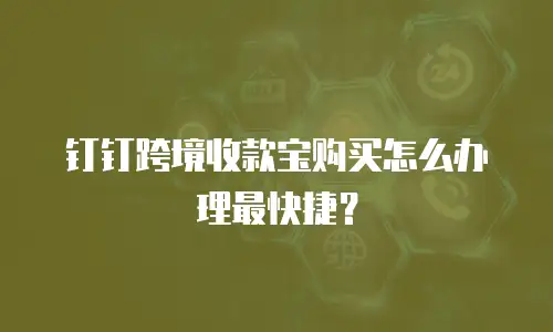 钉钉跨境收款宝购买怎么办理最快捷？