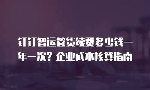 钉钉智运管货续费多少钱一年一次？企业成本核算指南