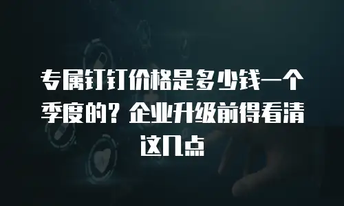 专属钉钉价格是多少钱一个季度的？企业升级前得看清这几点