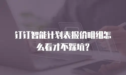 钉钉智能计划表报价明细怎么看才不踩坑？