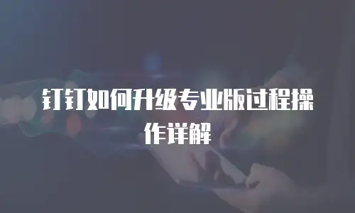 钉钉如何升级专业版过程操作详解