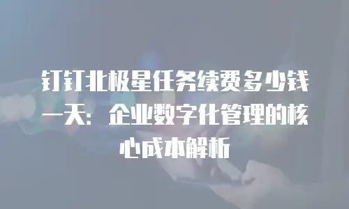 钉钉北极星任务续费多少钱一天：企业数字化管理的核心成本解析