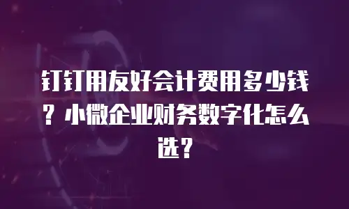 钉钉用友好会计费用多少钱？小微企业财务数字化怎么选？