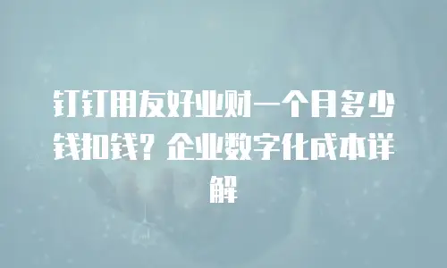 钉钉用友好业财一个月多少钱扣钱？企业数字化成本详解