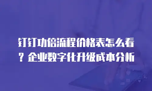 钉钉功倍流程价格表怎么看？企业数字化升级成本分析
