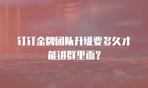 钉钉金牌团队升级要多久才能进群里面？