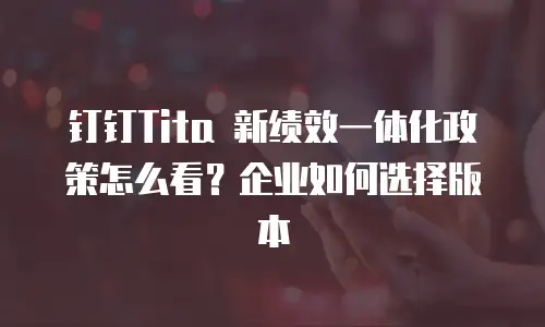 钉钉Tita 新绩效一体化政策怎么看？企业如何选择版本