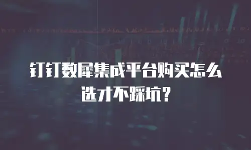 钉钉数犀集成平台购买怎么选才不踩坑？