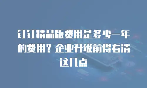 钉钉精品版费用是多少一年的费用？企业升级前得看清这几点