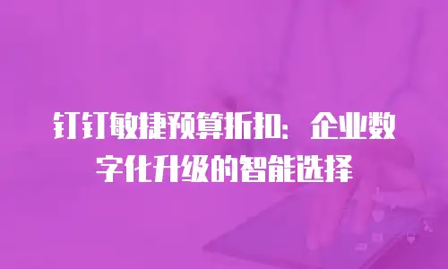 钉钉敏捷预算折扣：企业数字化升级的智能选择