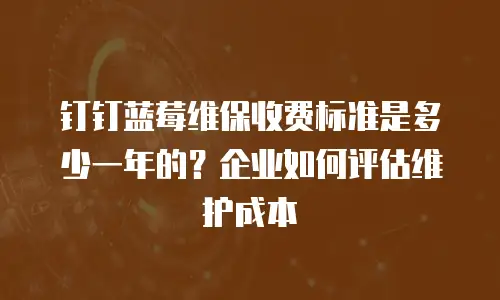 钉钉蓝莓维保收费标准是多少一年的？企业如何评估维护成本