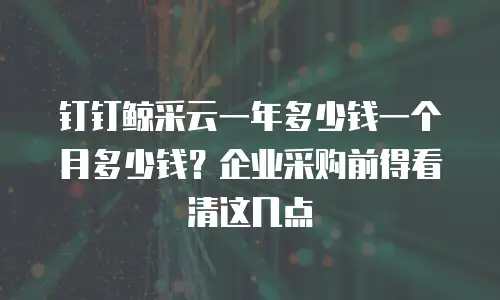 钉钉鲸采云一年多少钱一个月多少钱？企业采购前得看清这几点