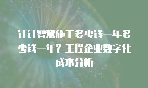 钉钉智慧施工多少钱一年多少钱一年？工程企业数字化成本分析