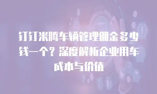 钉钉米腾车辆管理佣金多少钱一个？深度解析企业用车成本与价值