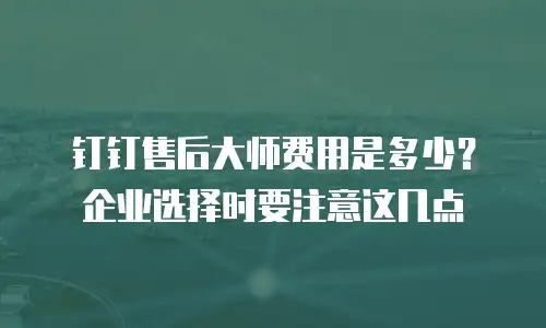 钉钉售后大师费用是多少？企业选择时要注意这几点