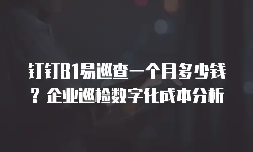 钉钉B1易巡查一个月多少钱？企业巡检数字化成本分析
