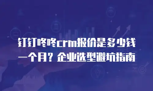 钉钉咚咚crm报价是多少钱一个月？企业选型避坑指南