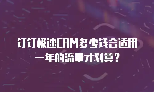 钉钉极速CRM多少钱合适用一年的流量才划算？