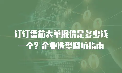 钉钉番茄表单报价是多少钱一个？企业选型避坑指南