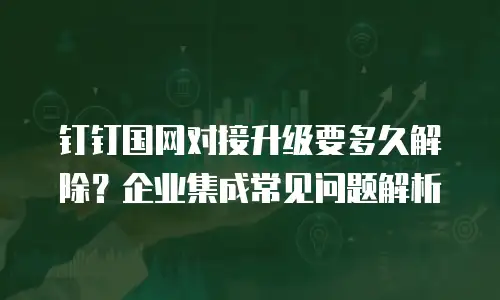 钉钉国网对接升级要多久解除？企业集成常见问题解析