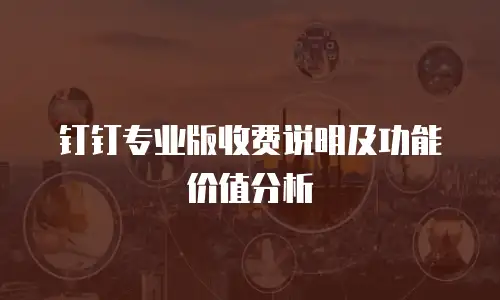 钉钉专业版收费说明及功能价值分析