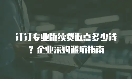 钉钉专业版续费返点多少钱？企业采购避坑指南