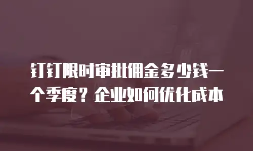 钉钉限时审批佣金多少钱一个季度？企业如何优化成本
