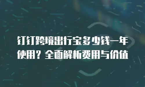 钉钉跨境出行宝多少钱一年使用？全面解析费用与价值