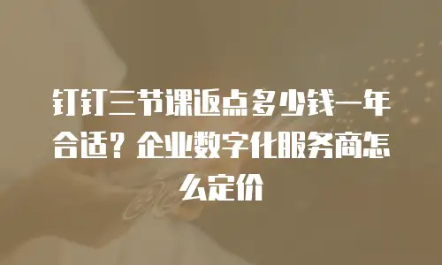 钉钉三节课返点多少钱一年合适？企业数字化服务商怎么定价