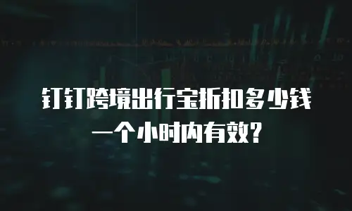 钉钉跨境出行宝折扣多少钱一个小时内有效？
