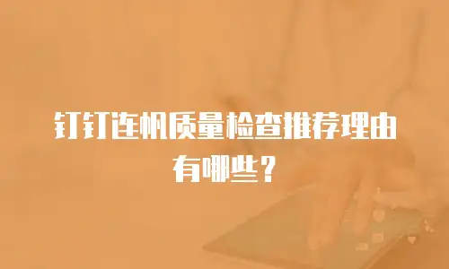 钉钉连帆质量检查推荐理由有哪些？