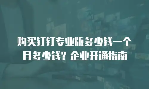 购买钉钉专业版多少钱一个月多少钱？企业开通指南