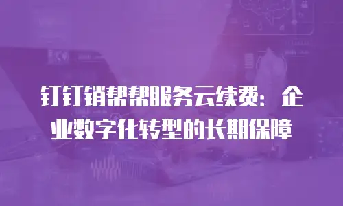 钉钉销帮帮服务云续费：企业数字化转型的长期保障