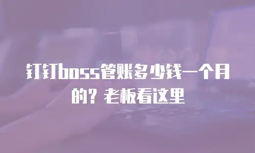 钉钉boss管账多少钱一个月的？老板看这里