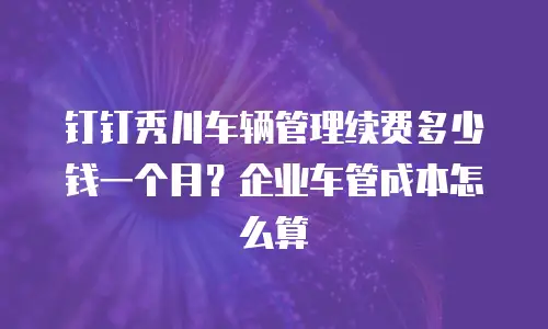 钉钉秀川车辆管理续费多少钱一个月？企业车管成本怎么算