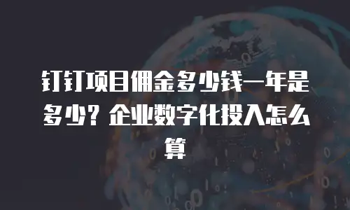 钉钉项目佣金多少钱一年是多少？企业数字化投入怎么算