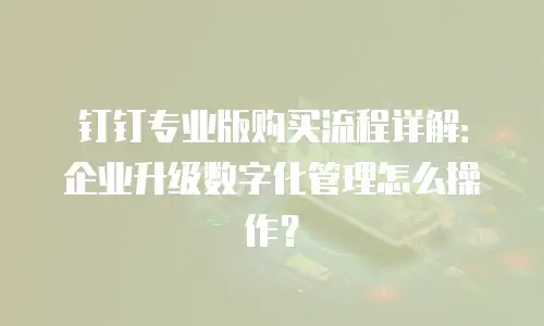 钉钉专业版购买流程详解：企业升级数字化管理怎么操作？