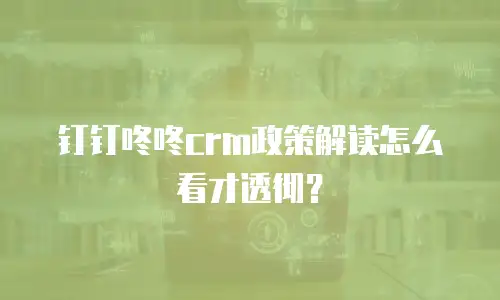 钉钉咚咚crm政策解读怎么看才透彻？