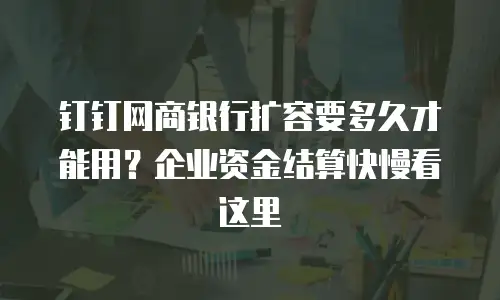 钉钉网商银行扩容要多久才能用？企业资金结算快慢看这里