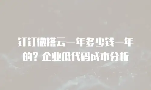 钉钉微搭云一年多少钱一年的？企业低代码成本分析