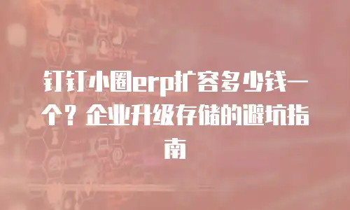 钉钉小圈erp扩容多少钱一个？企业升级存储的避坑指南