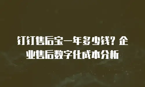 钉钉售后宝一年多少钱？企业售后数字化成本分析