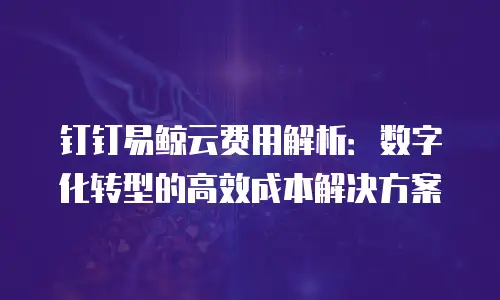 钉钉易鲸云费用解析：数字化转型的高效成本解决方案