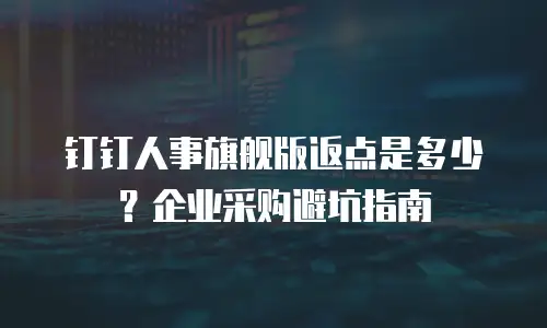 钉钉人事旗舰版返点是多少？企业采购避坑指南
