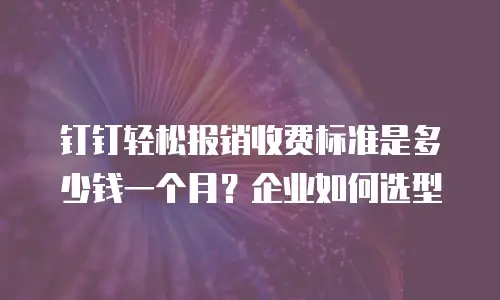 钉钉轻松报销收费标准是多少钱一个月？企业如何选型